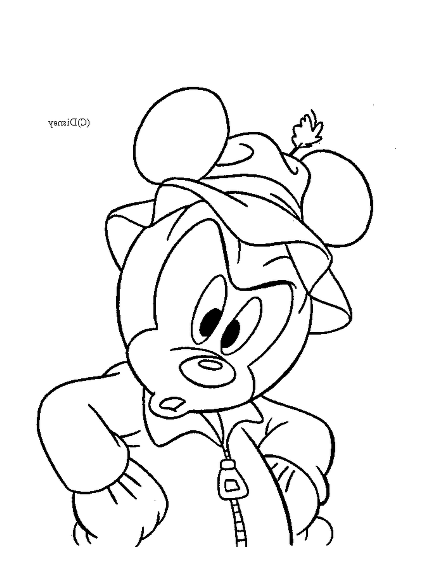  Desenho por Mickey para colorir: Mickey Mouse vestindo um chapéu 