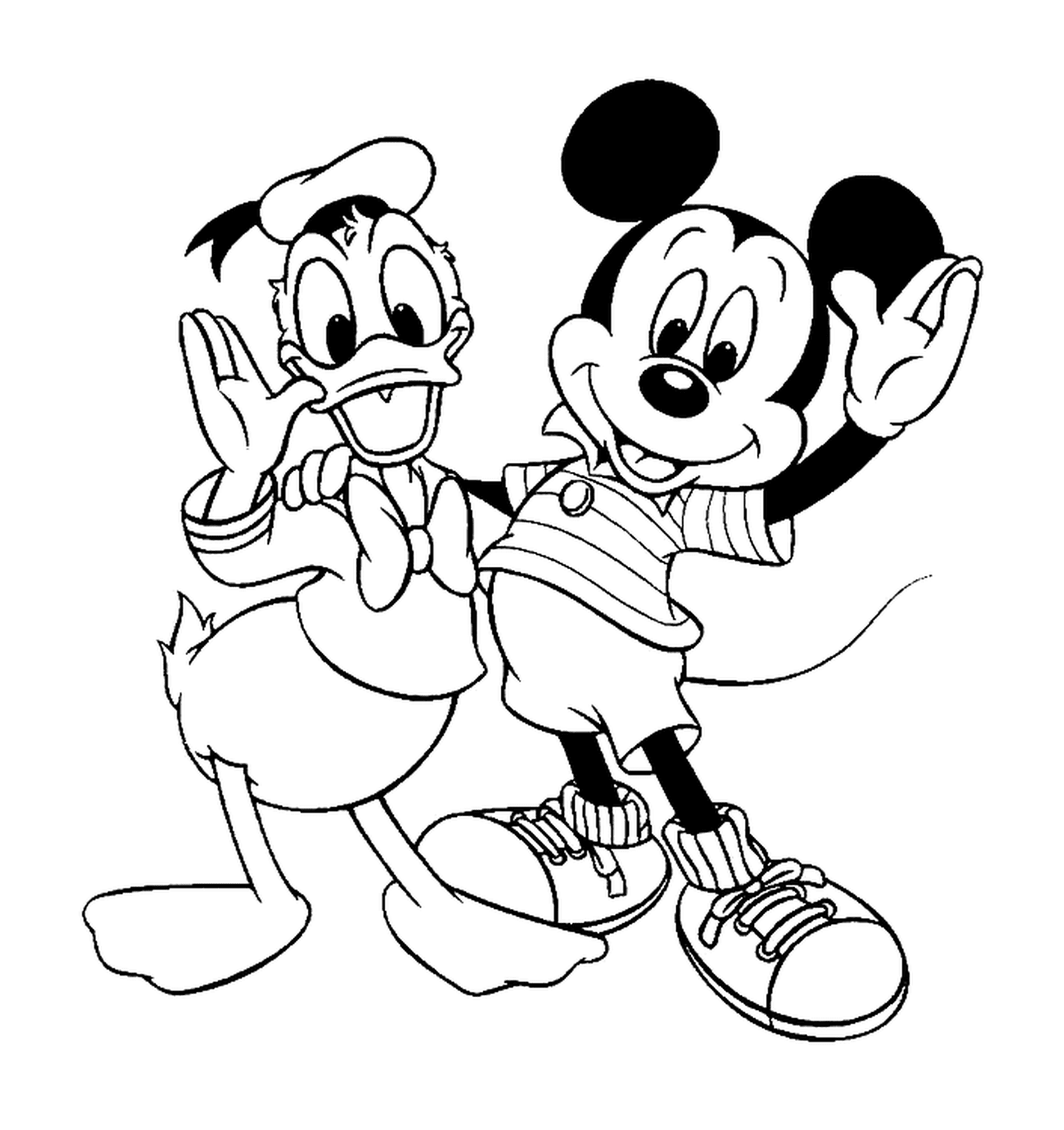  Desenho por Mickey e seu amigo Donald: Mickey Mouse e Pato Donald 