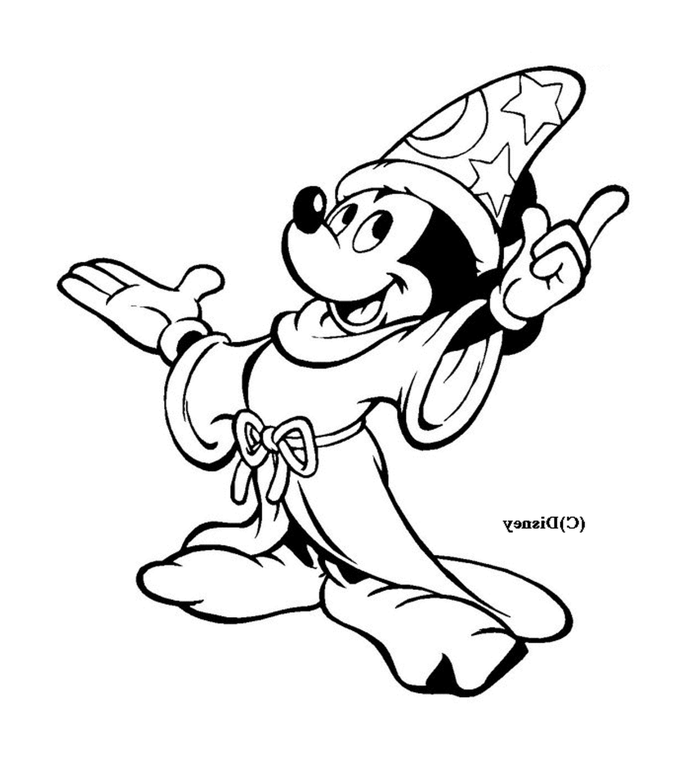  Mickey é um mágico excepcional, usando um chapéu 