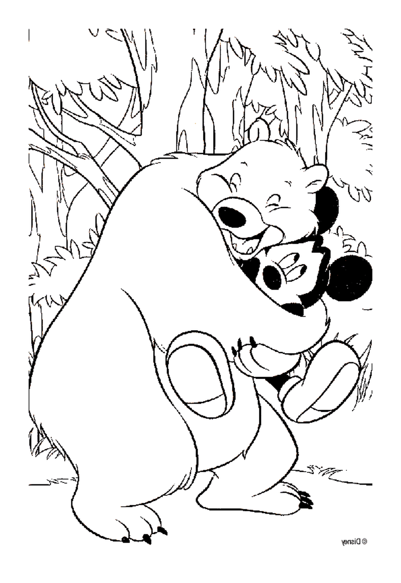  एक स्नेहपूर्ण भालू के साथ मिकीलिंग मिकी माउस 