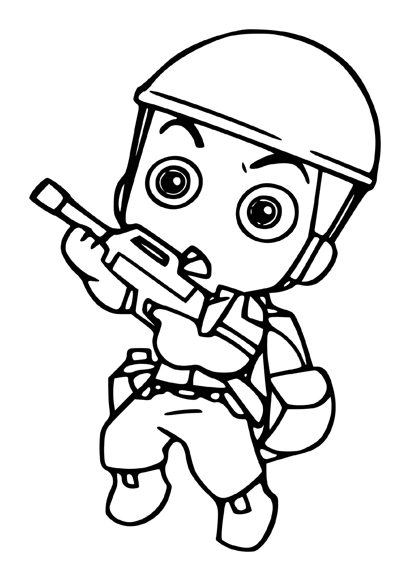  Mini soldado militar com arma: um homem segurando uma chave de fenda 