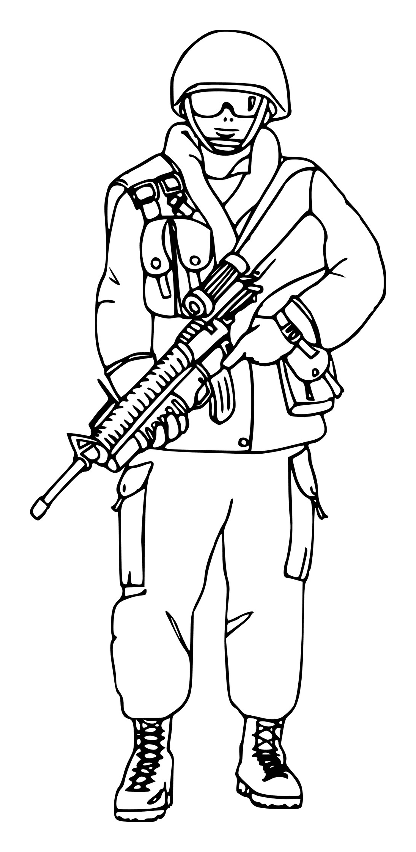  Soldado com óculos: um soldado segurando um rifle 