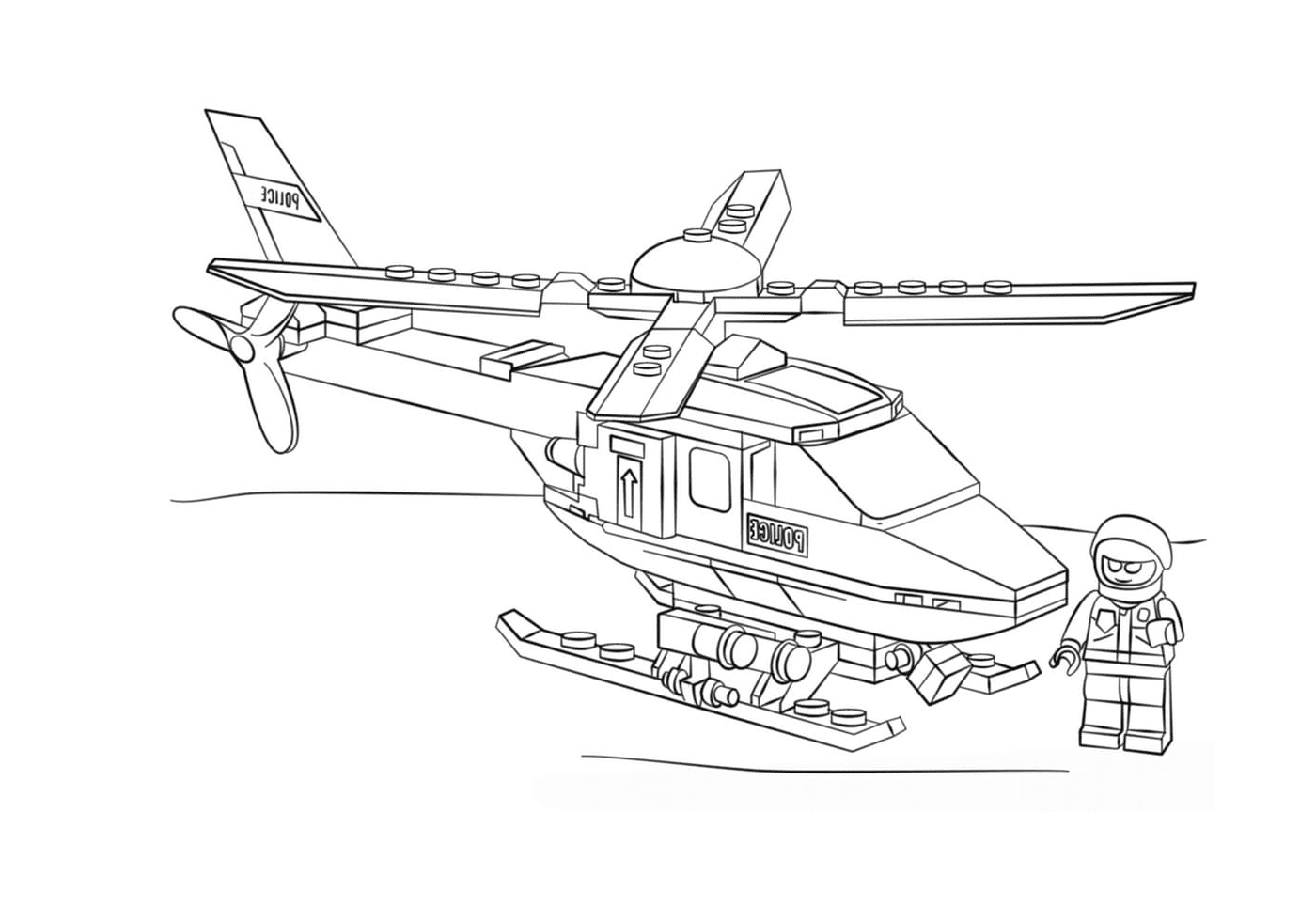  Polícia LEGO Militar: um helicóptero LEGO é mostrado 