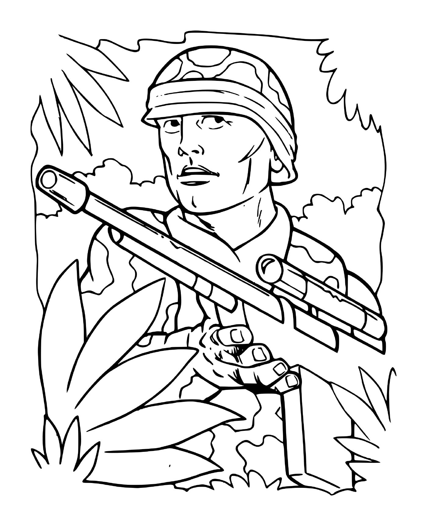  Soldado de guerra na floresta: um soldado segurando um rifle em uma floresta 