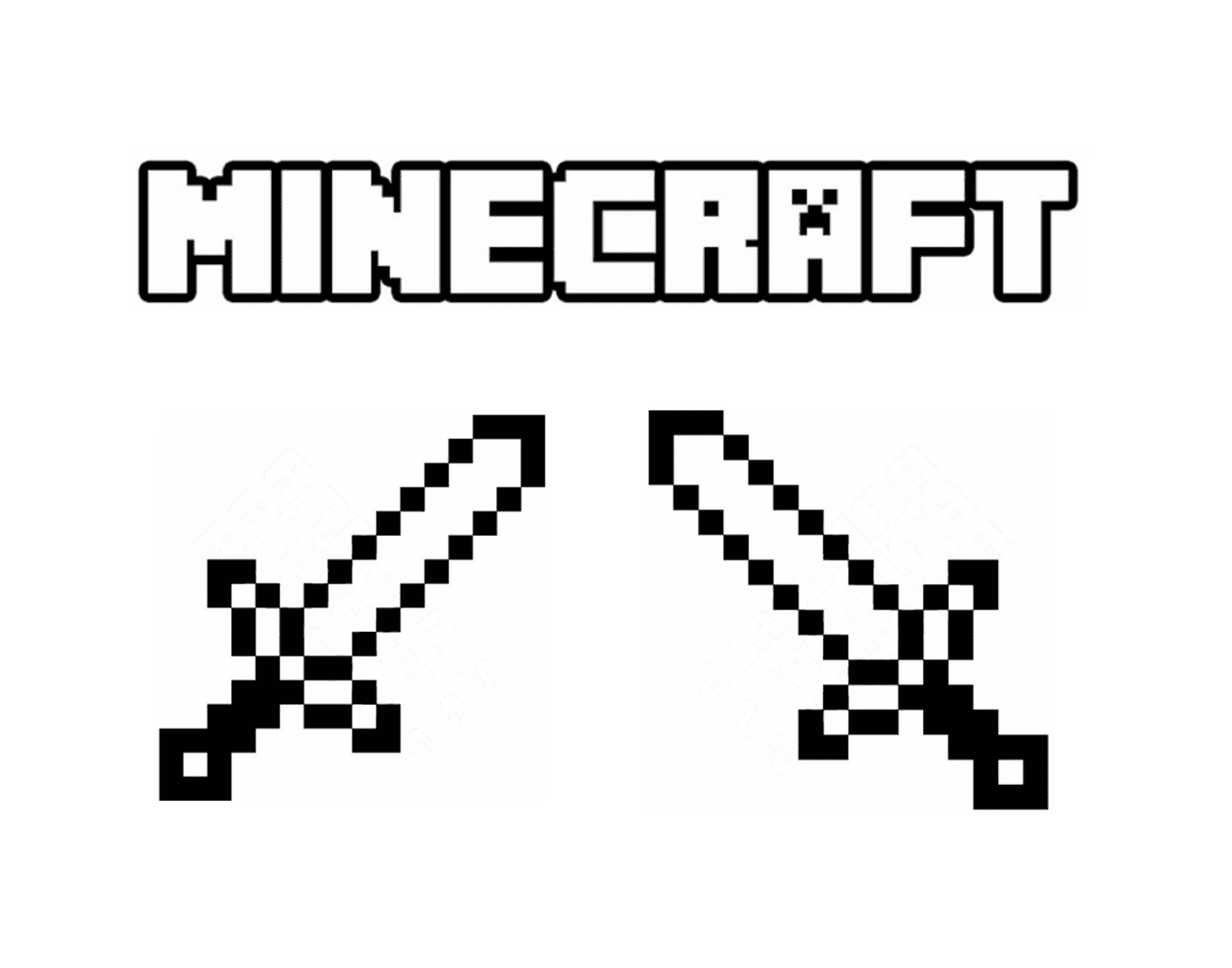  Duas espadas cruzadas de Minecraft 