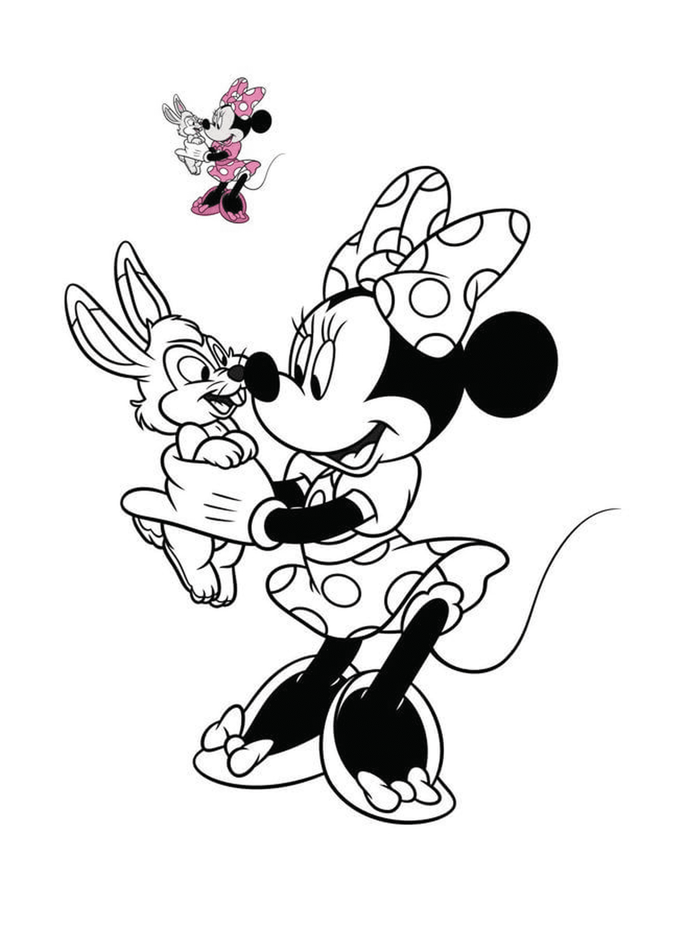  Minnie Mouse com um coelho da Disney 
