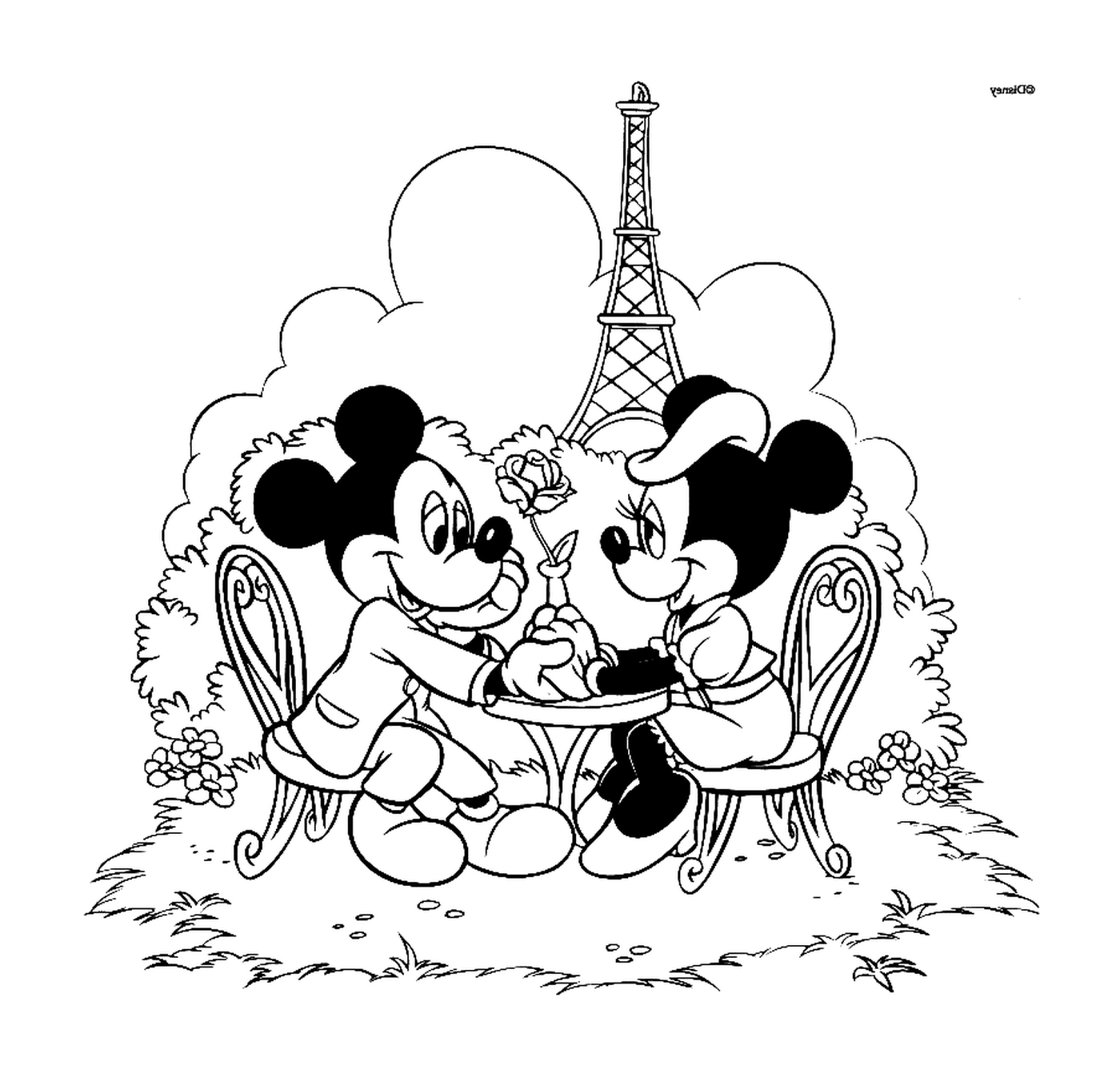  Mickey e Minnie apaixonados em Paris 