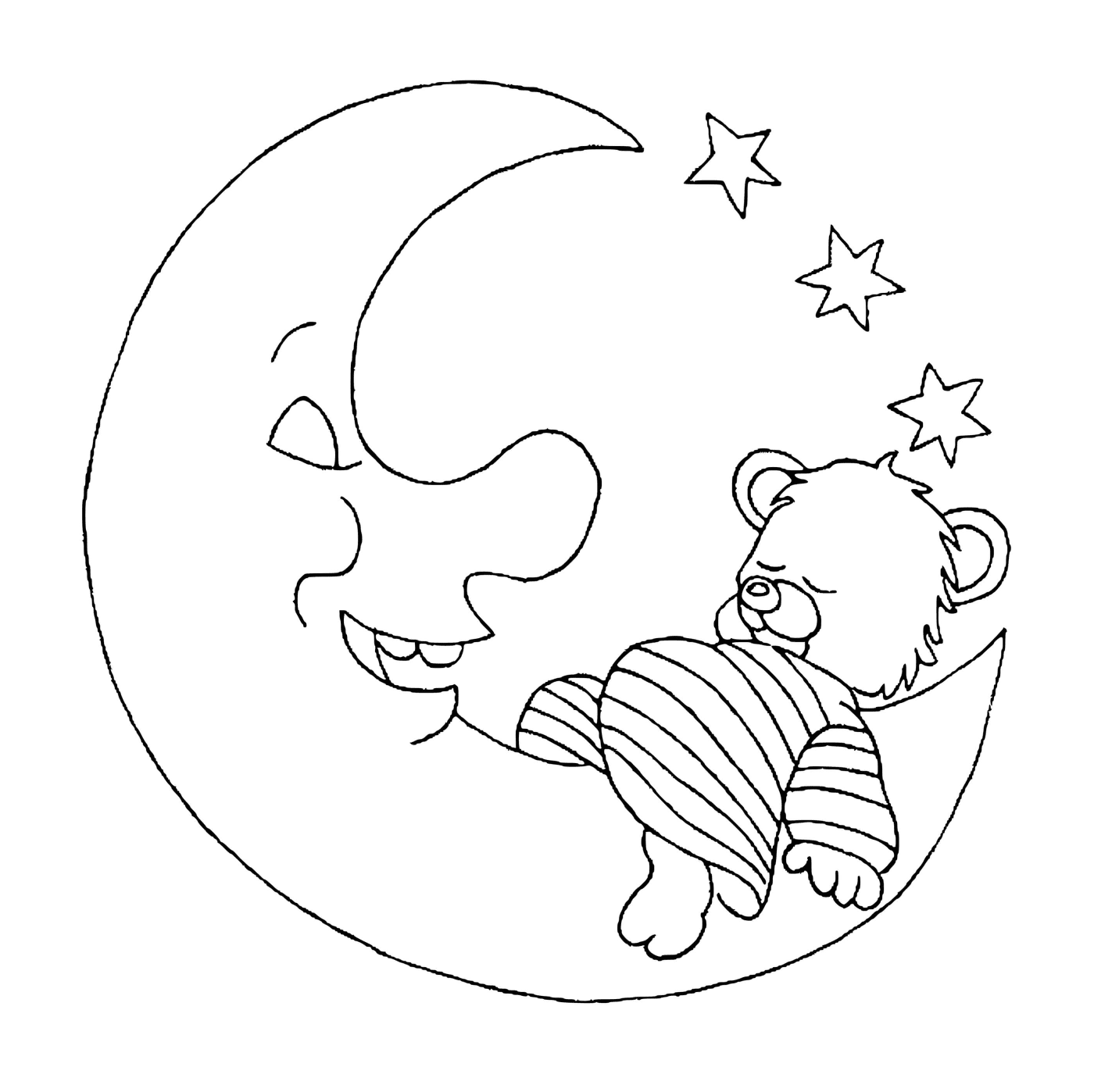  Urso Teddy dormindo na lua 