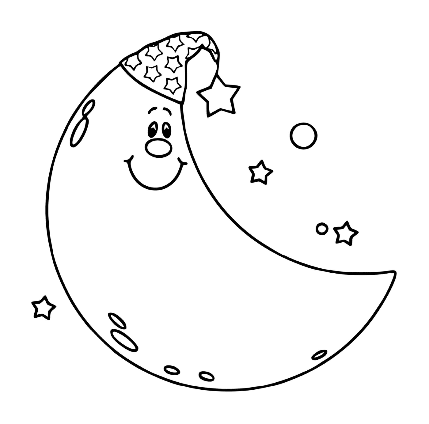  Meia lua pronta para dormir com estrelas 