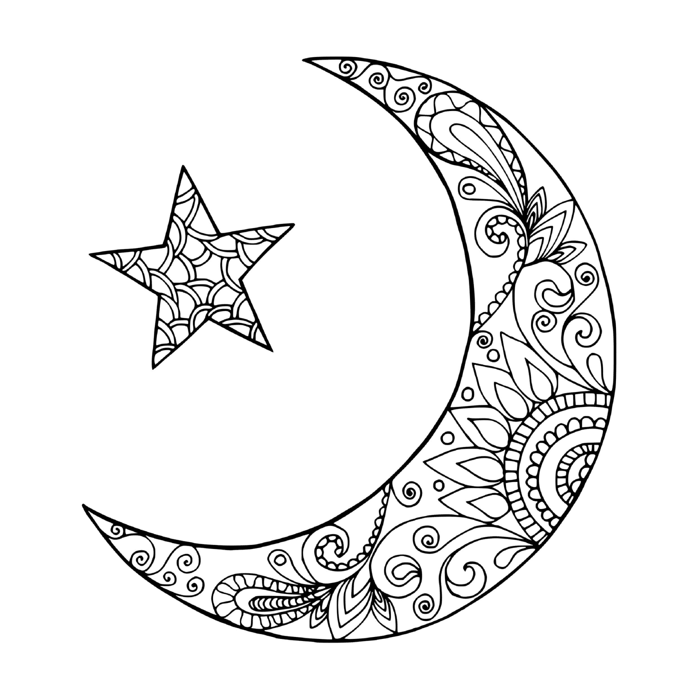  Lua na forma de um crescente e estrela 