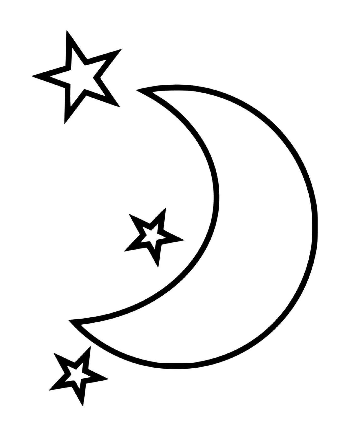 Lua crescente com três estrelas 