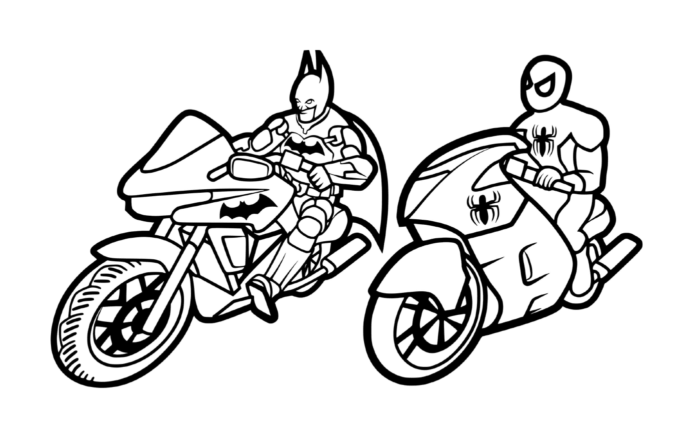  Batman e Homem-Aranha de moto 