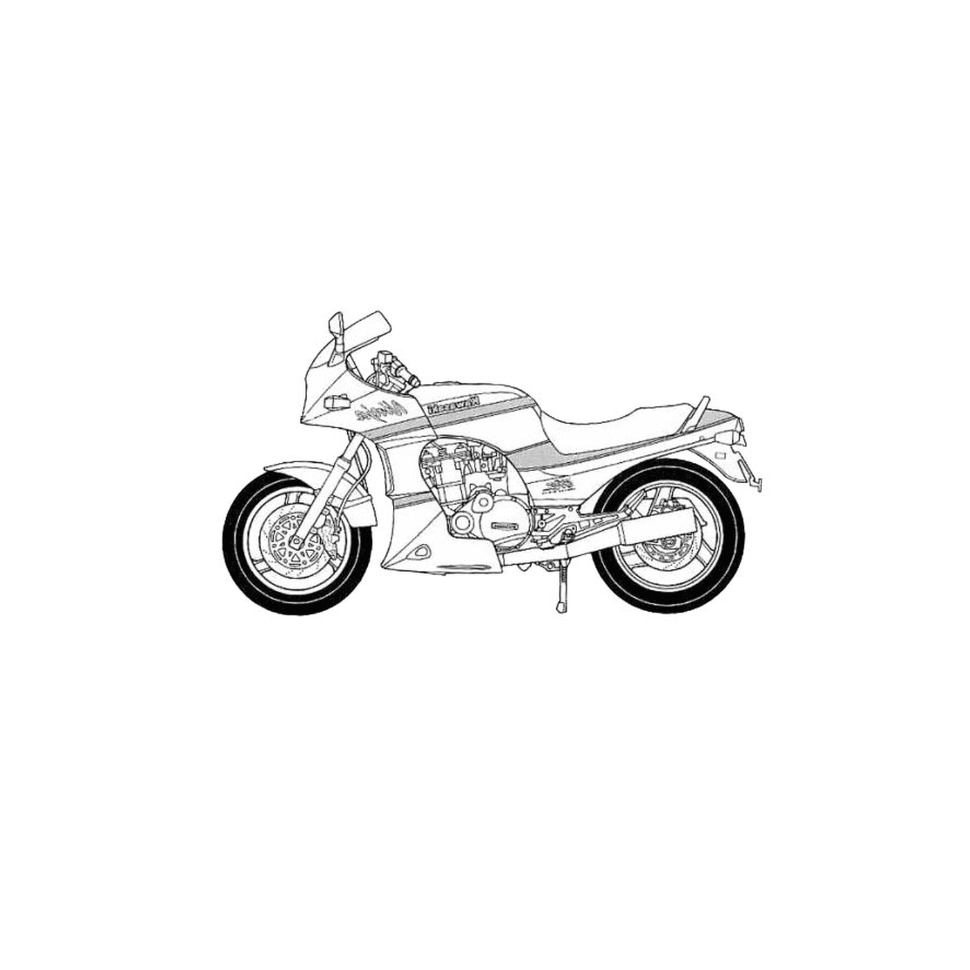  Kawasaki motocicleta no fundo branco 
