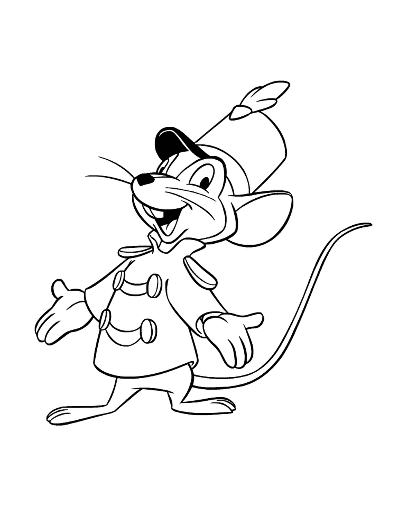  Um rato vestido com um casaco e um chapéu 