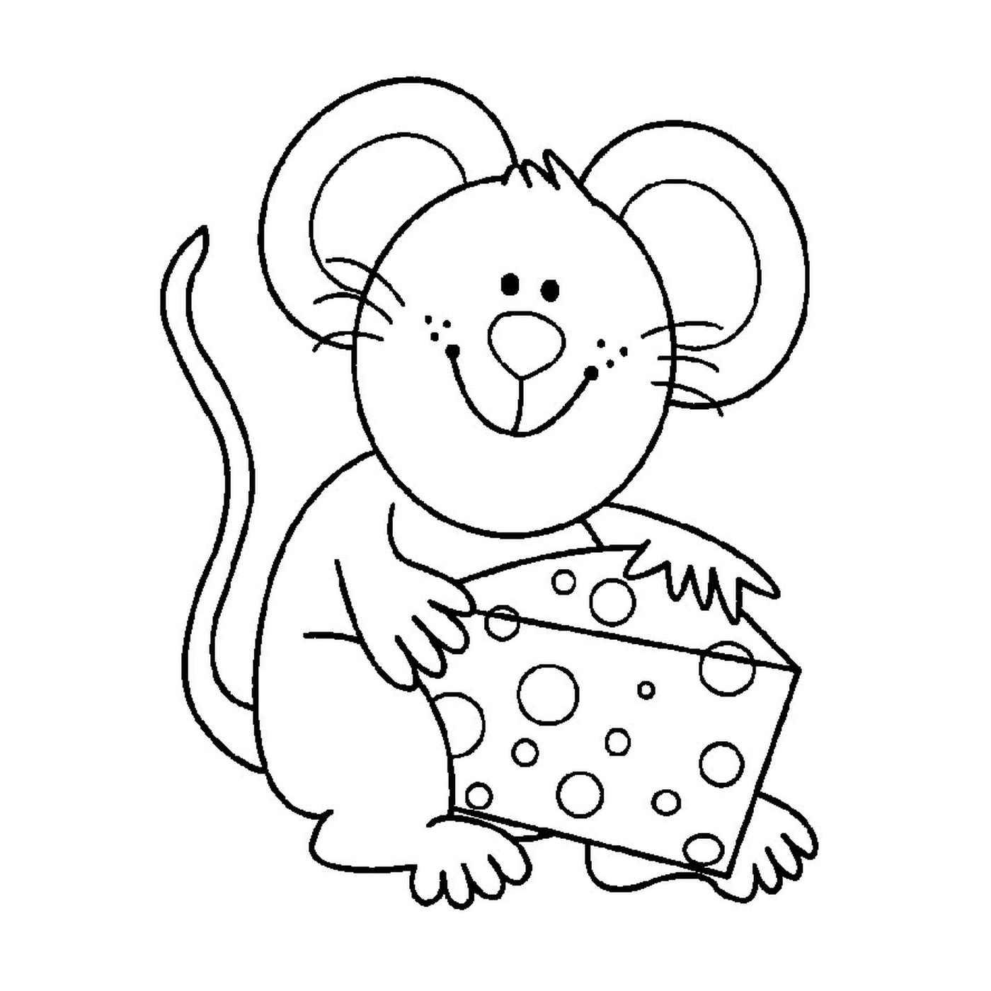  Um rato segurando um pedaço de queijo 
