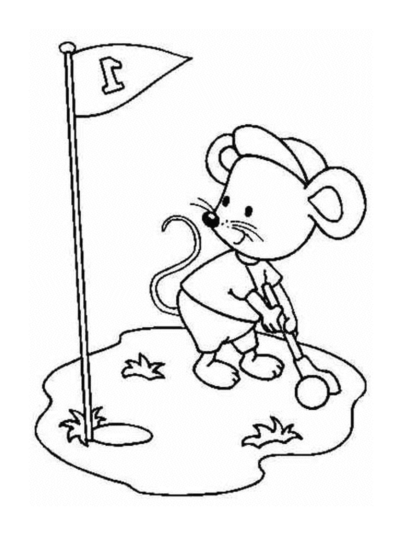  Um mouse jogando golfe 