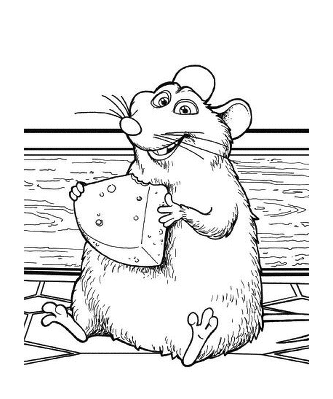  Ratatouille: um rato segurando queijo na boca 