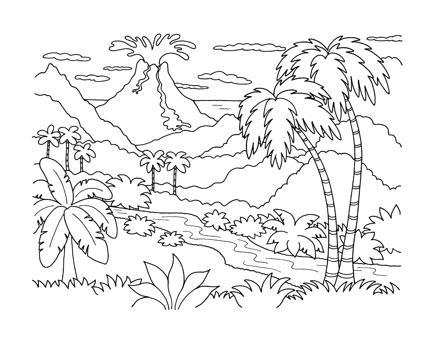  Uma paisagem com um vulcão 