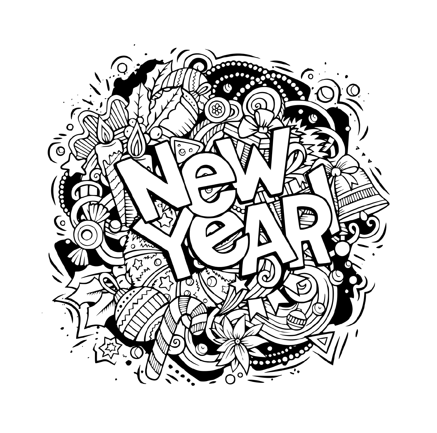  Doodles, objetos e elementos para o novo ano 