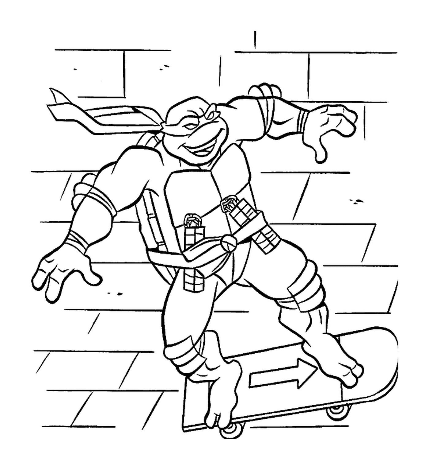  Tartaruga ninja em um skate 