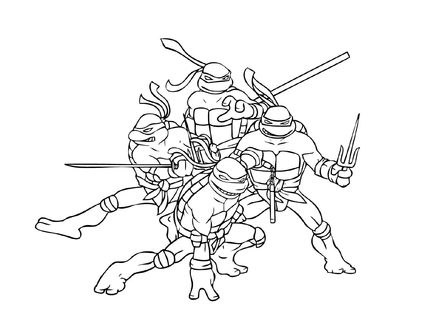  Grupo de tartarugas ninja soldadas 