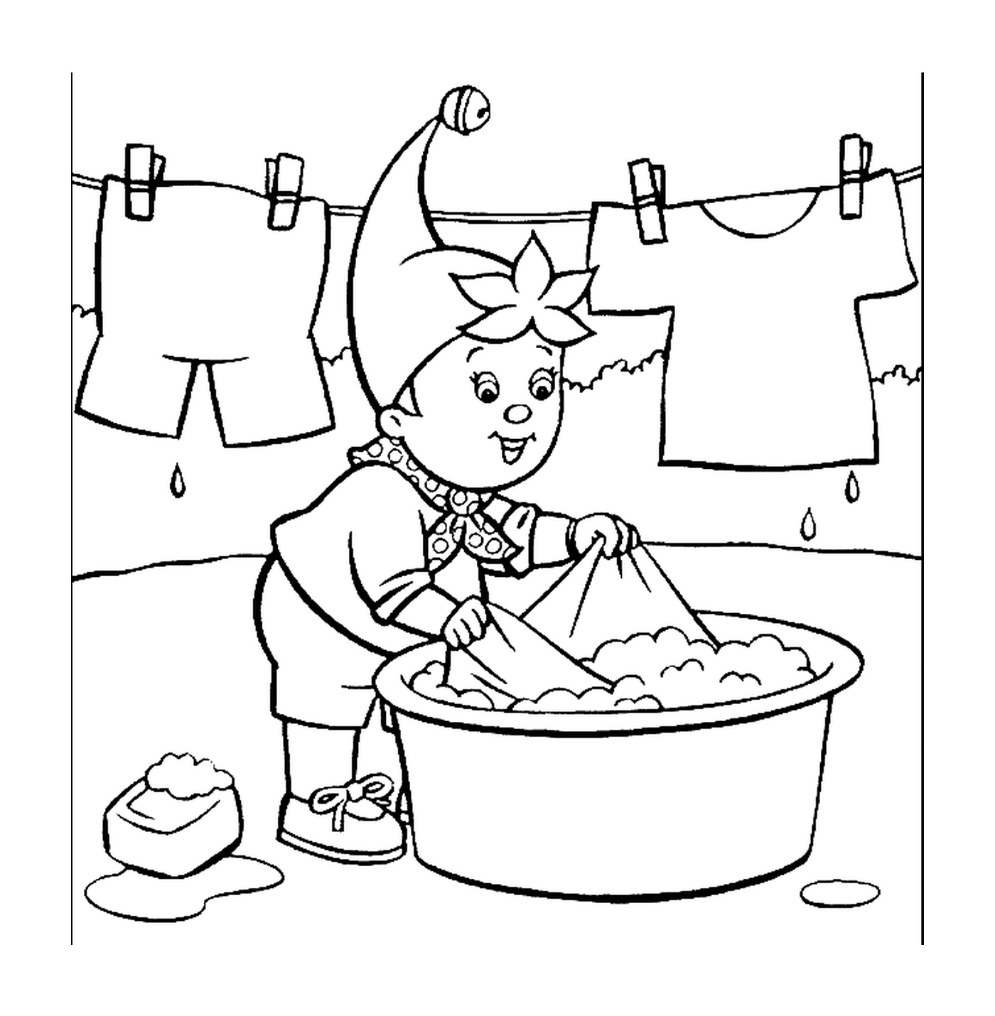  Sim Sim Lavar a roupa dela, trabalhar gnome 