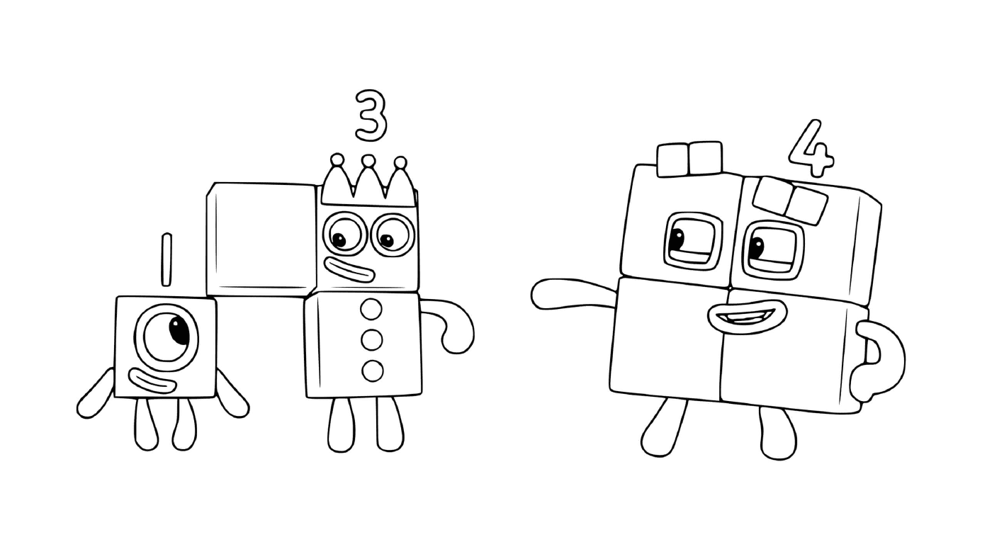नंबर का 2, 4 ब्लॉक, दो दोस्ताना रोबोट