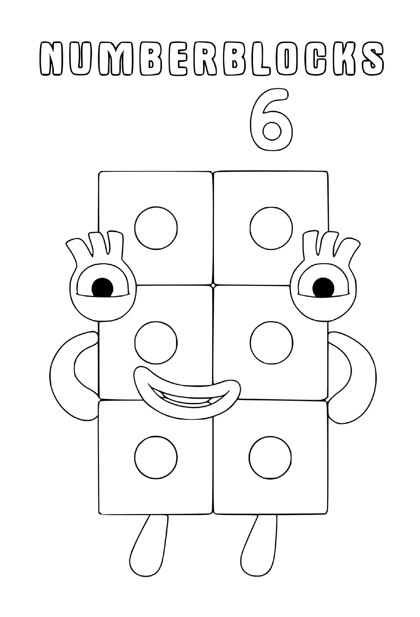  عدد مربعات الأرقام رقم 6، كتلة مع العينين 