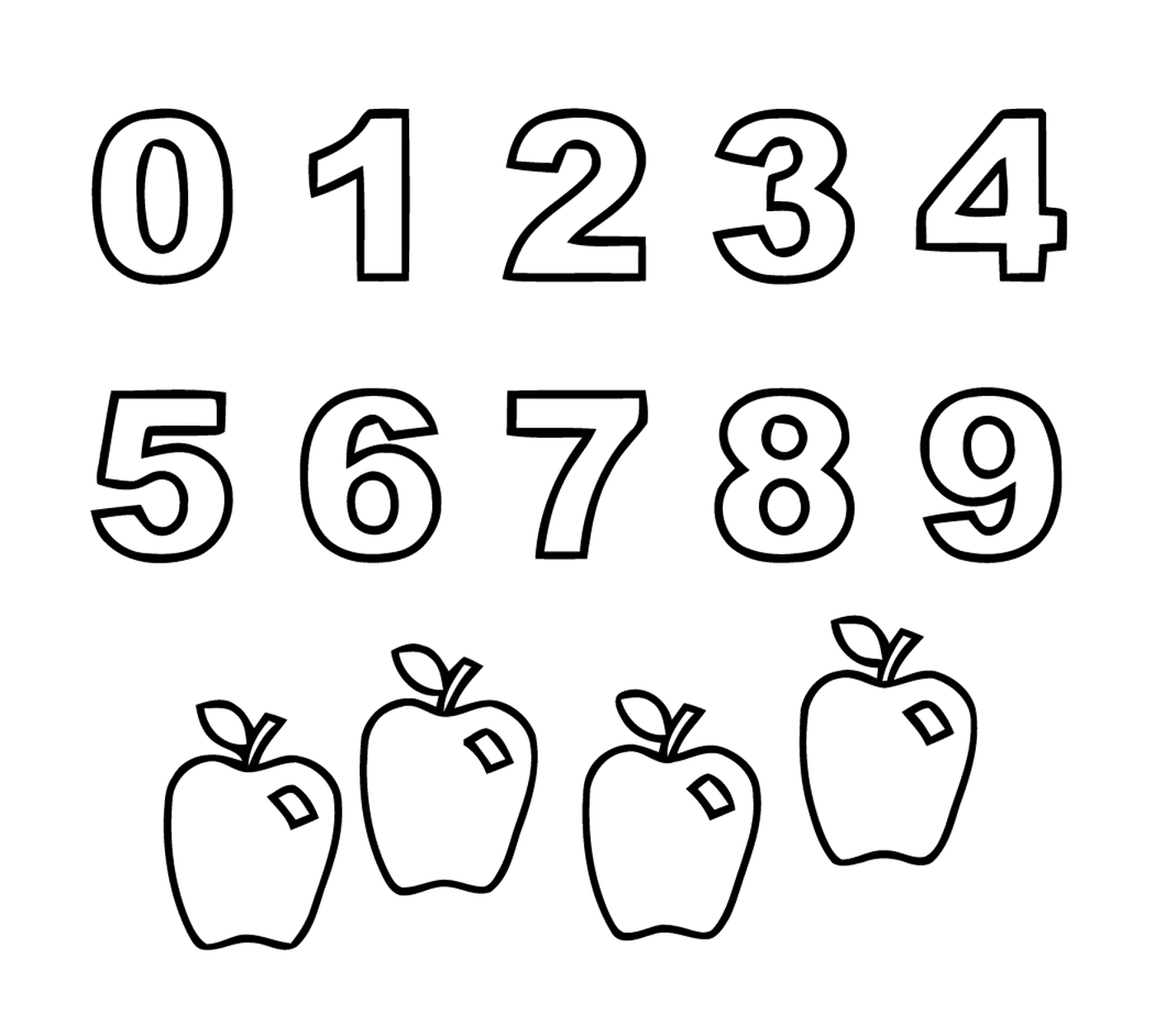  Números de zero a nove para crianças com maçãs 