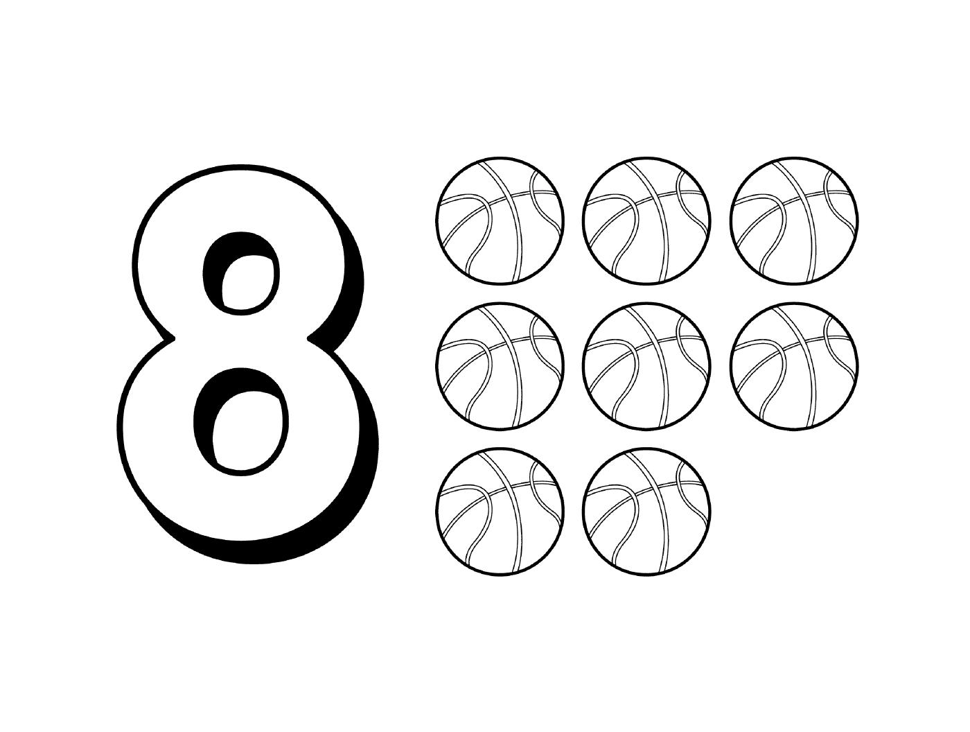  Figura oito com nove bolas de basquete 