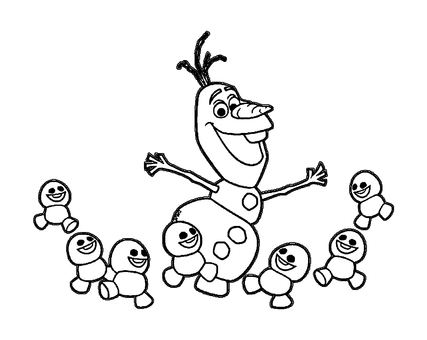  Olaf dança com os bonecos de neve da Rainha da Neve 