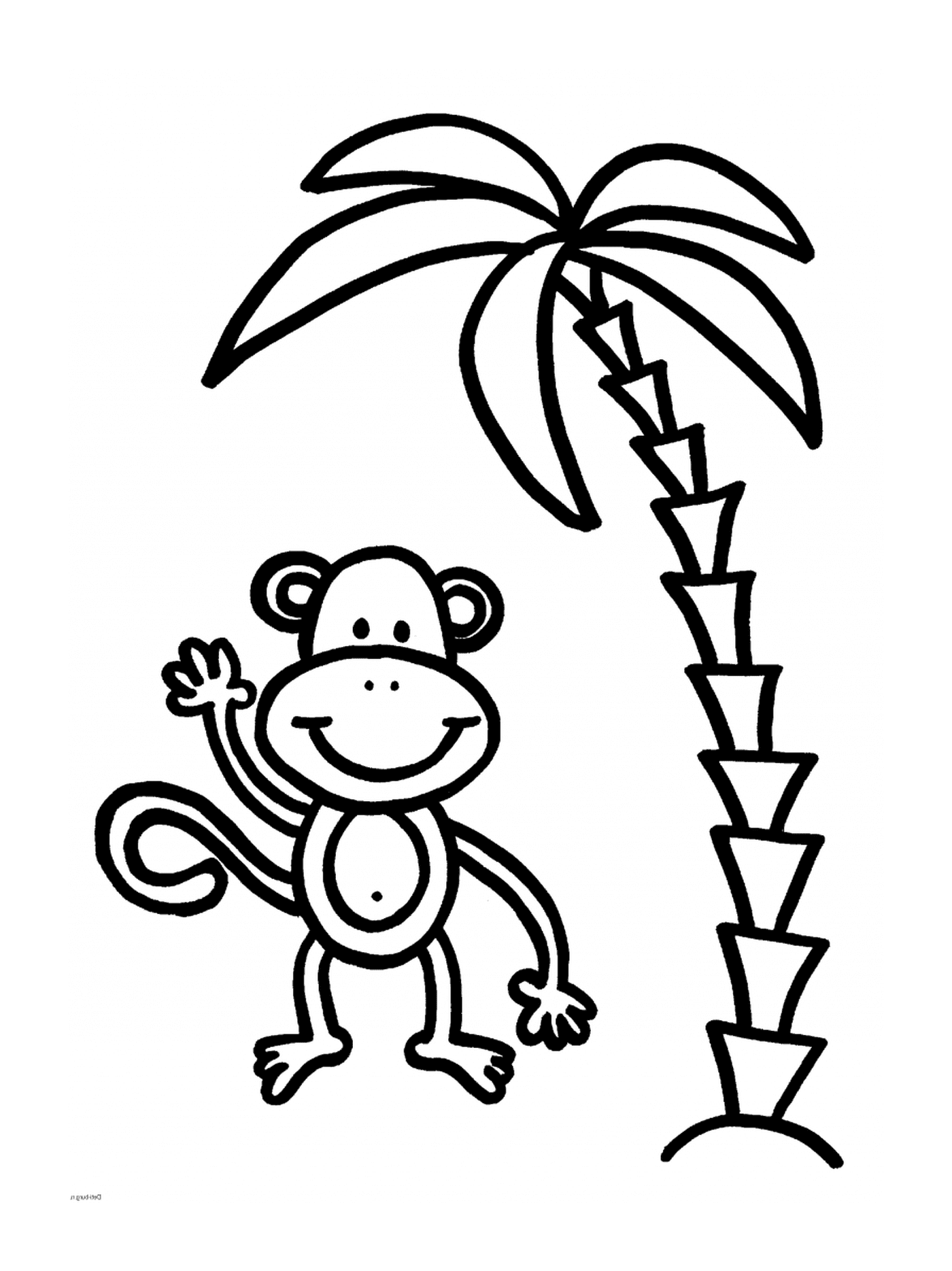  बंदर खिलाड़ी के साथ पाम ट्री 