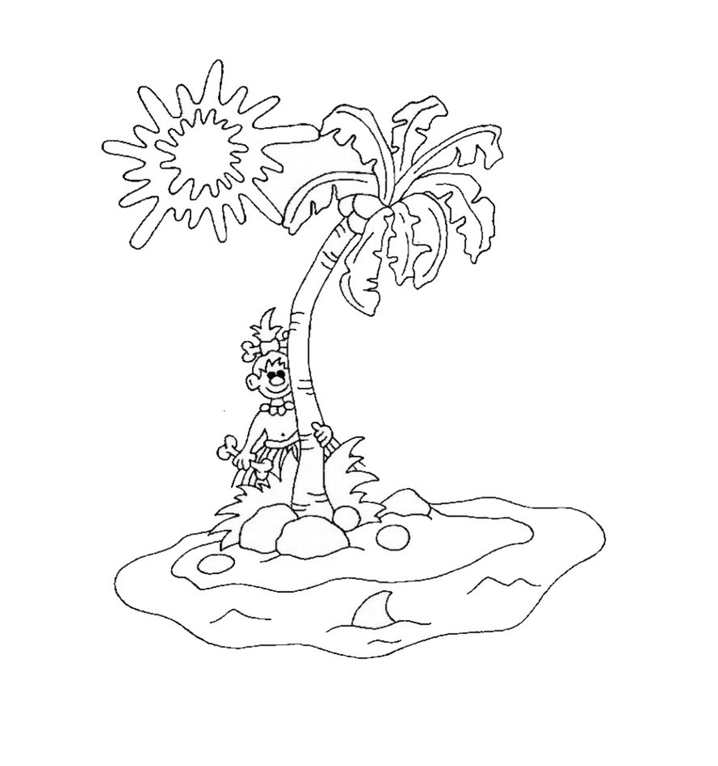  荒岛上的棕榈树 