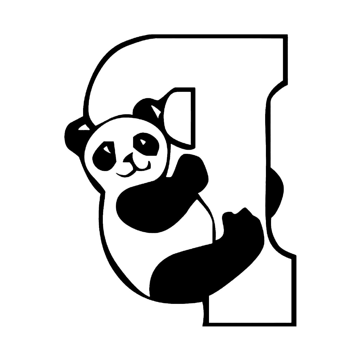  给熊猫的P字母,儿童字母表 