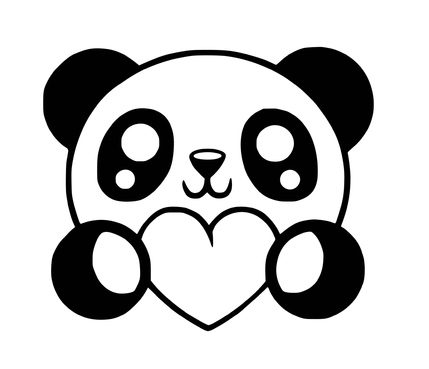  Panda kawaii com corações 