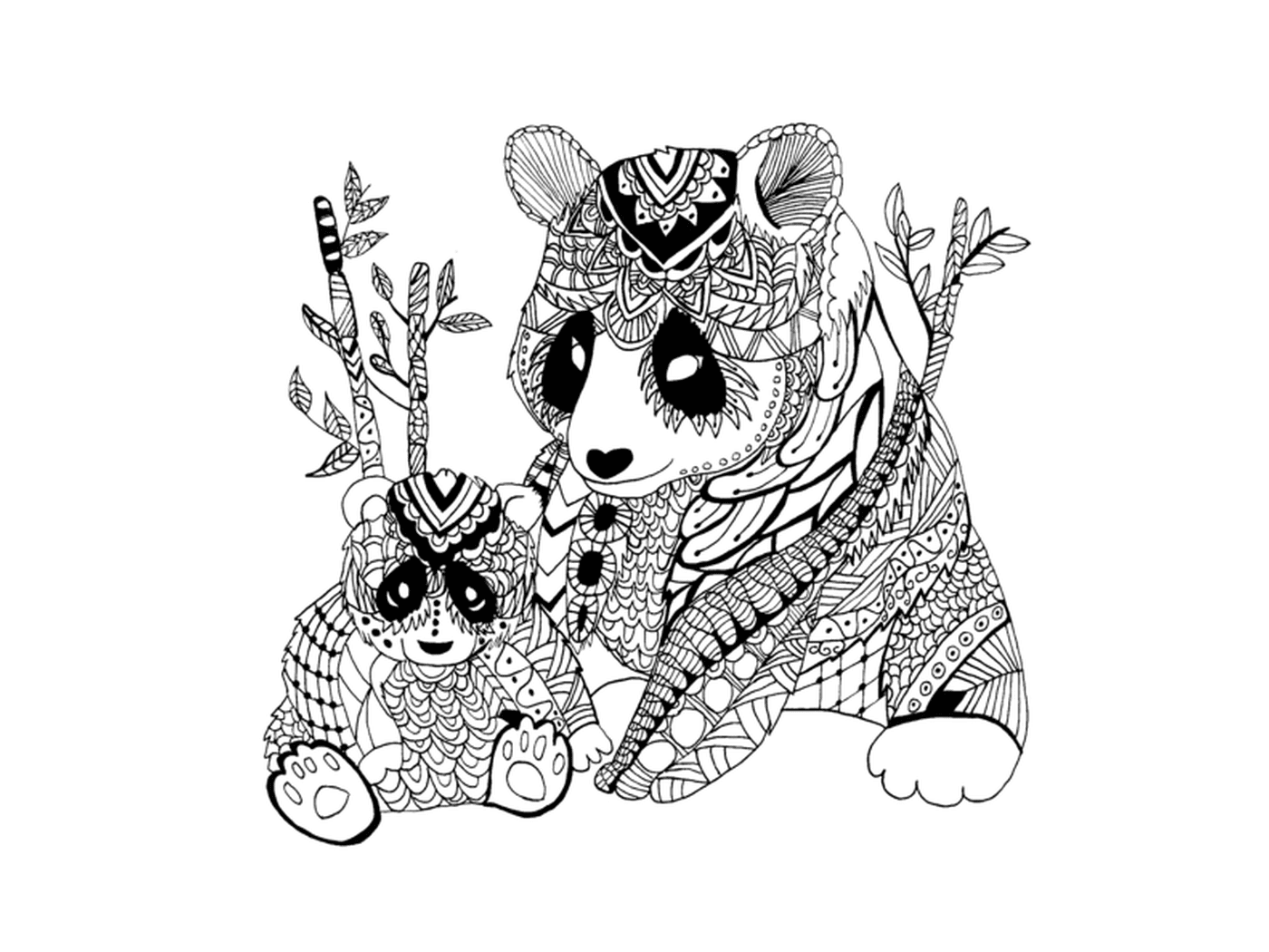  panda zentangle fofinho adulto 