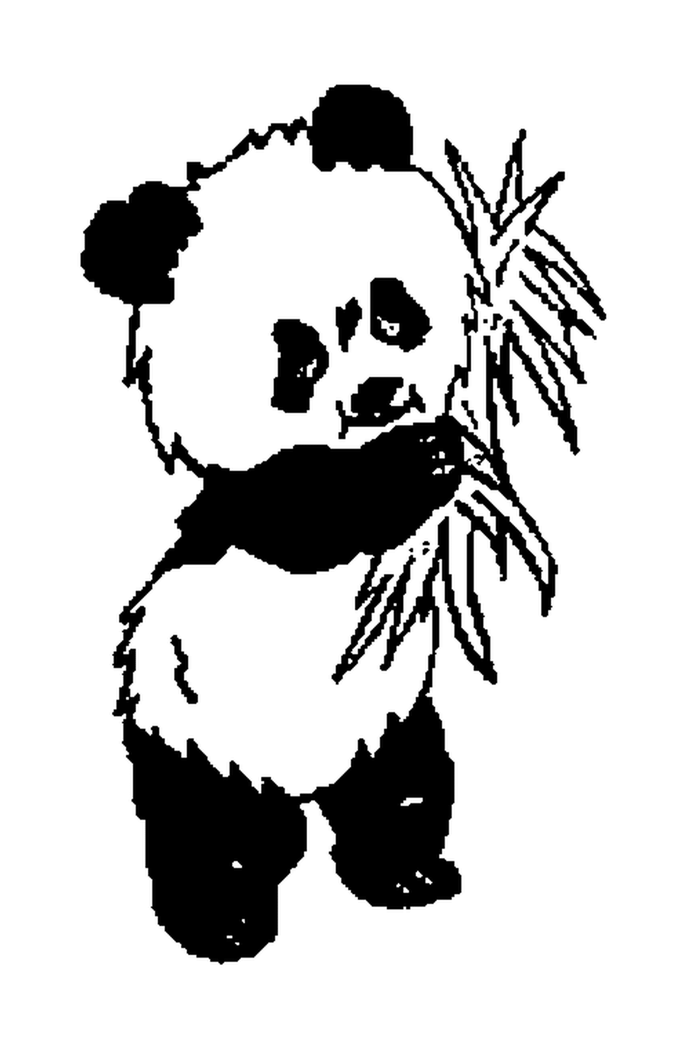  熊猫 站立的花叶 