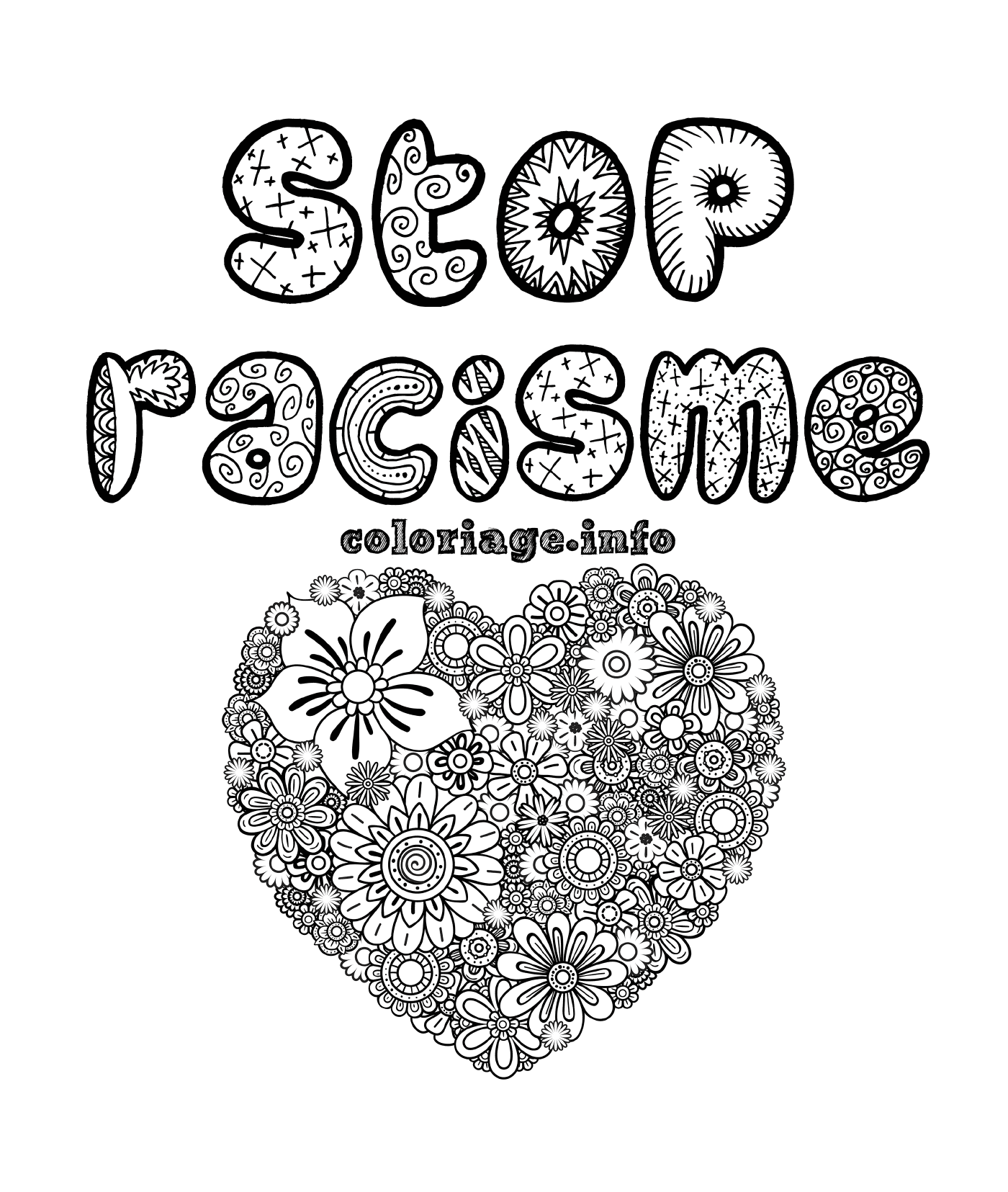  Pare o racismo, mandala coração 