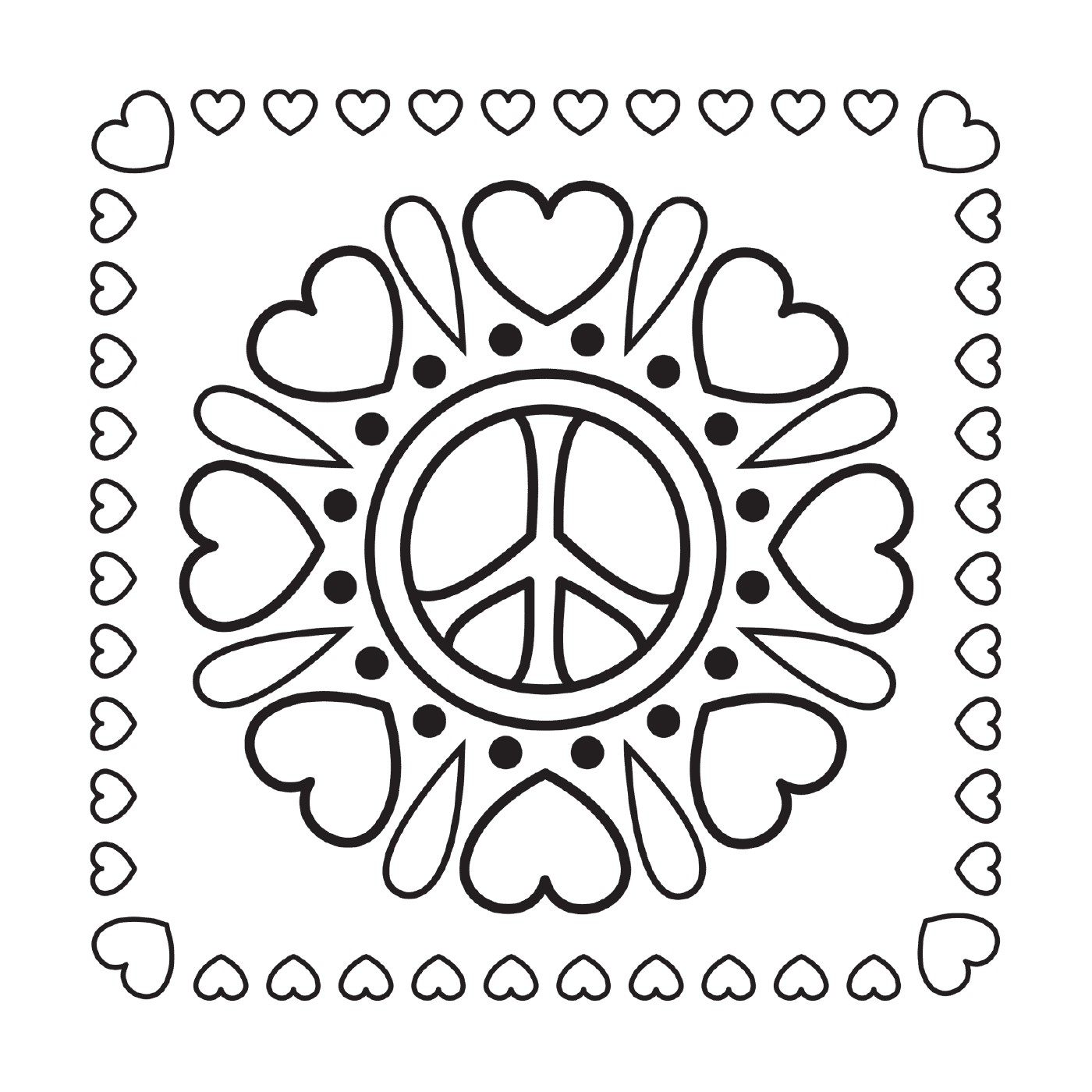  Mandala de paz com corações 