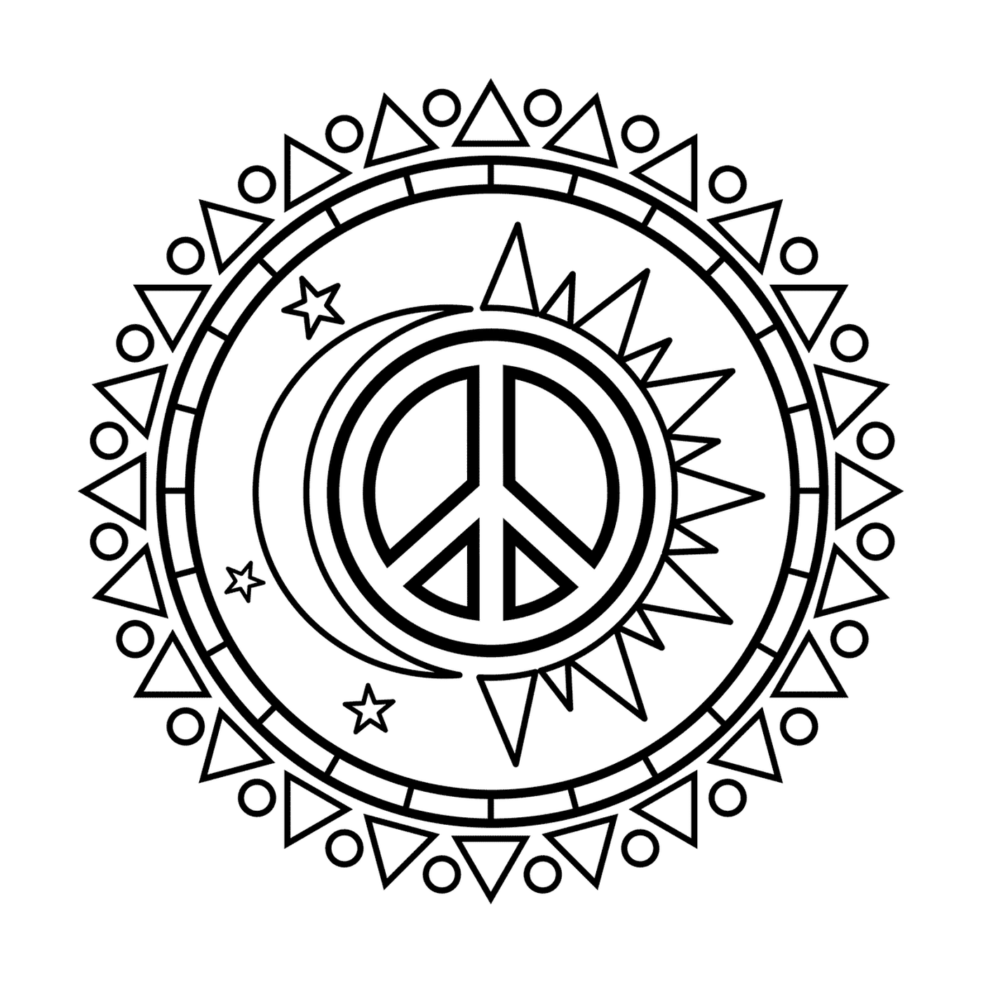  Sol e lua com símbolo de paz 