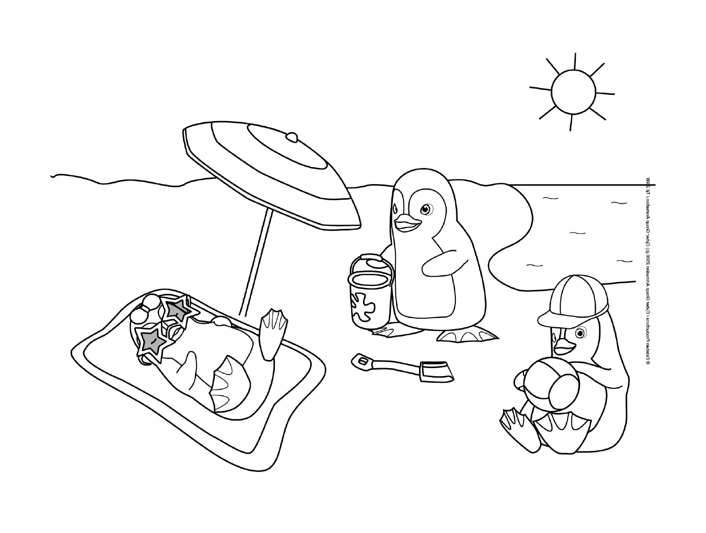  बेबी के साथ छुट्टी पर पेंगुइन 