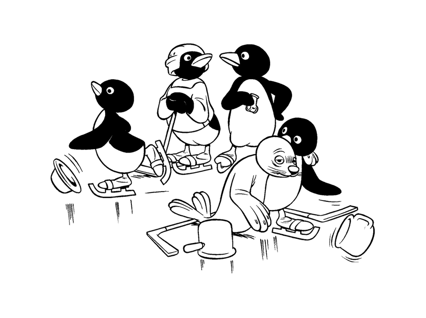  Pingu 玩冰冰曲棍球 