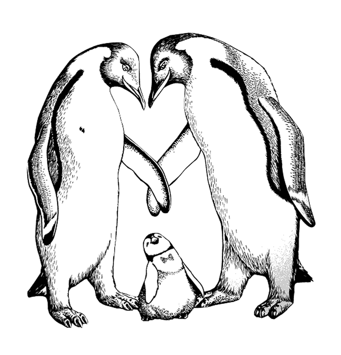  Casal de pinguins com bebê 