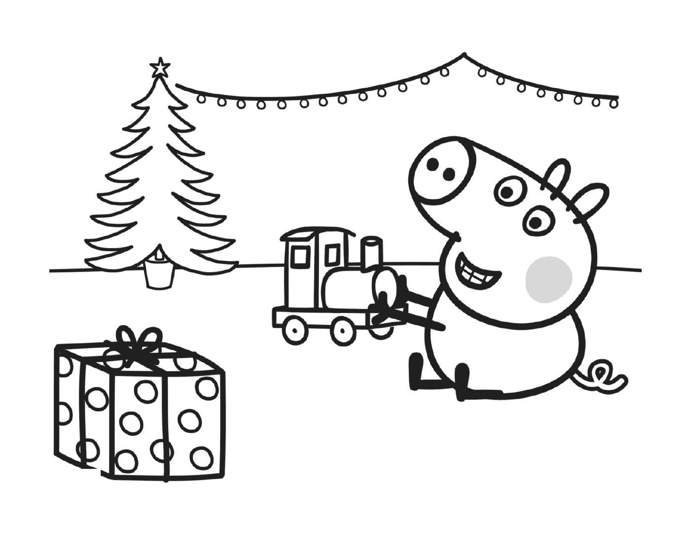 जॉर्ज अपने क्रिसमस के समारोह के साथ खेलता है, एक ट्रेन 