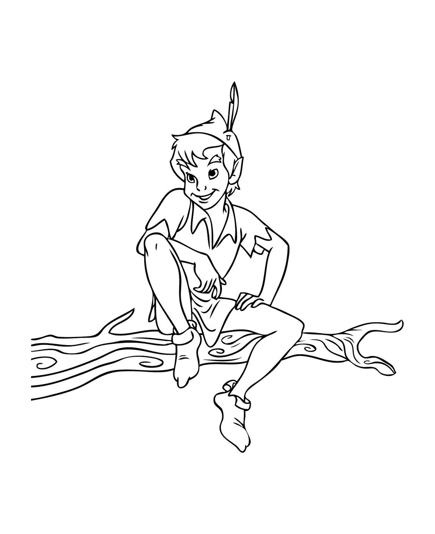  Peter Pan sentado em uma árvore 