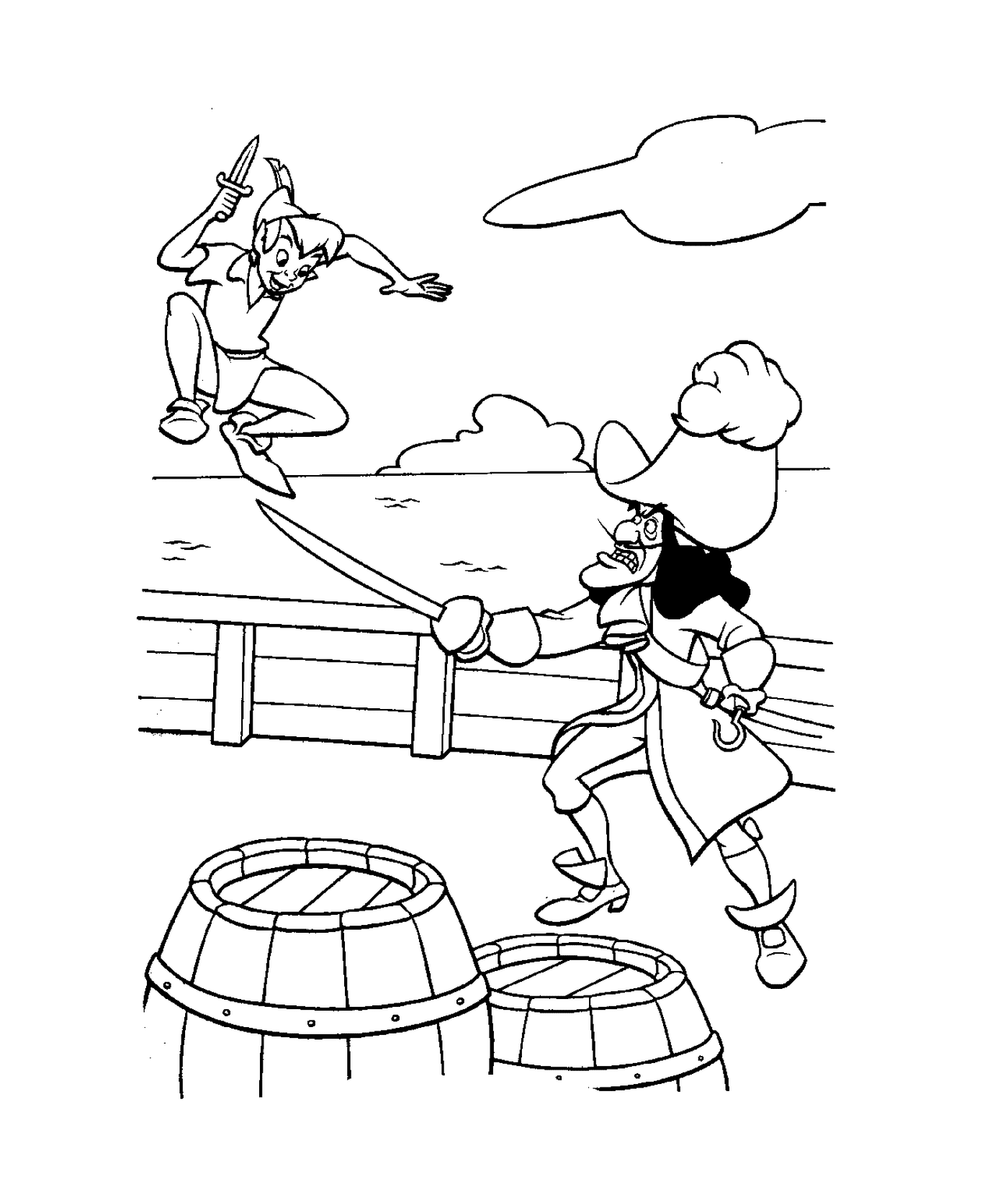  Peter Pan combate pirata no barco 