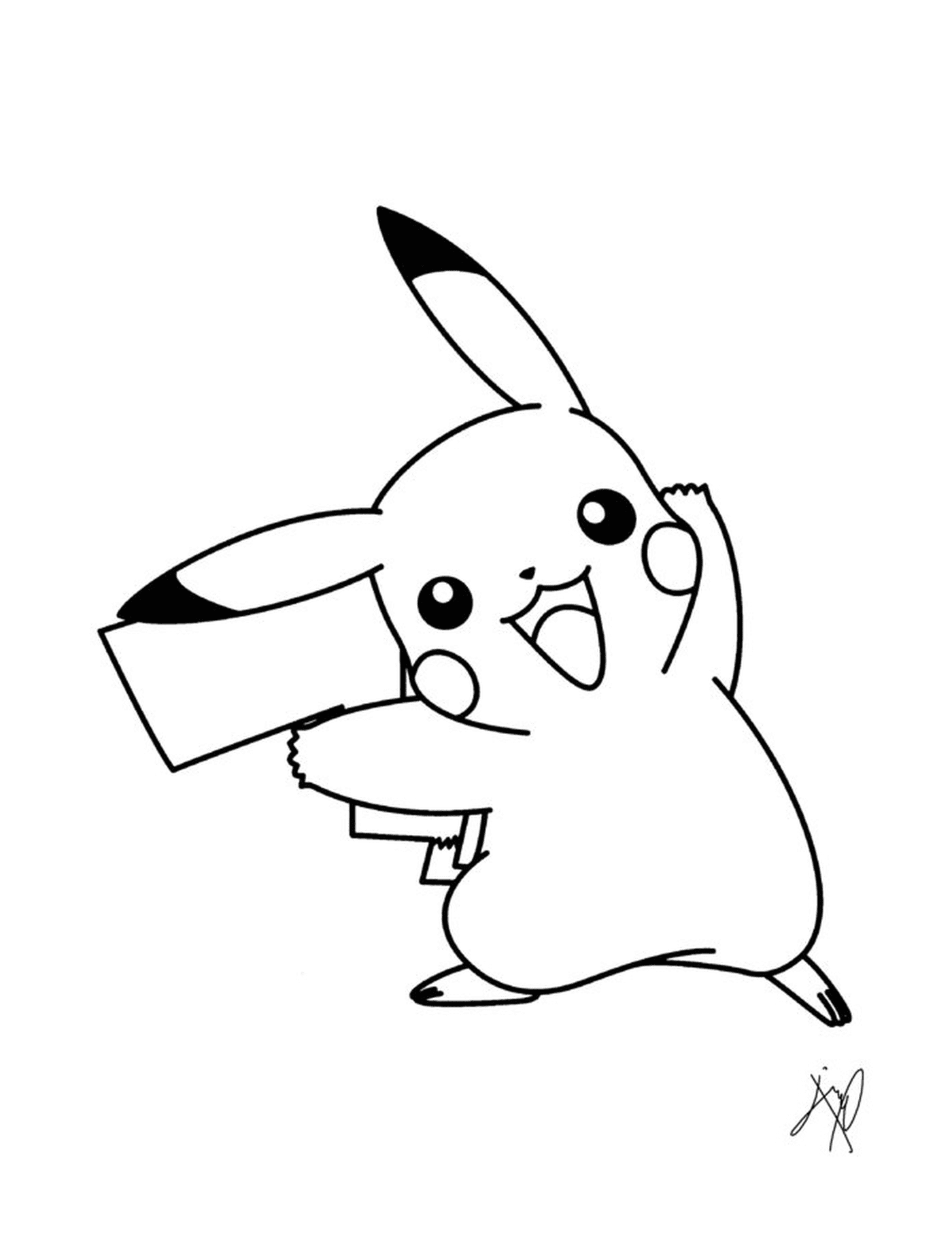  Pikachu segura um sinal 