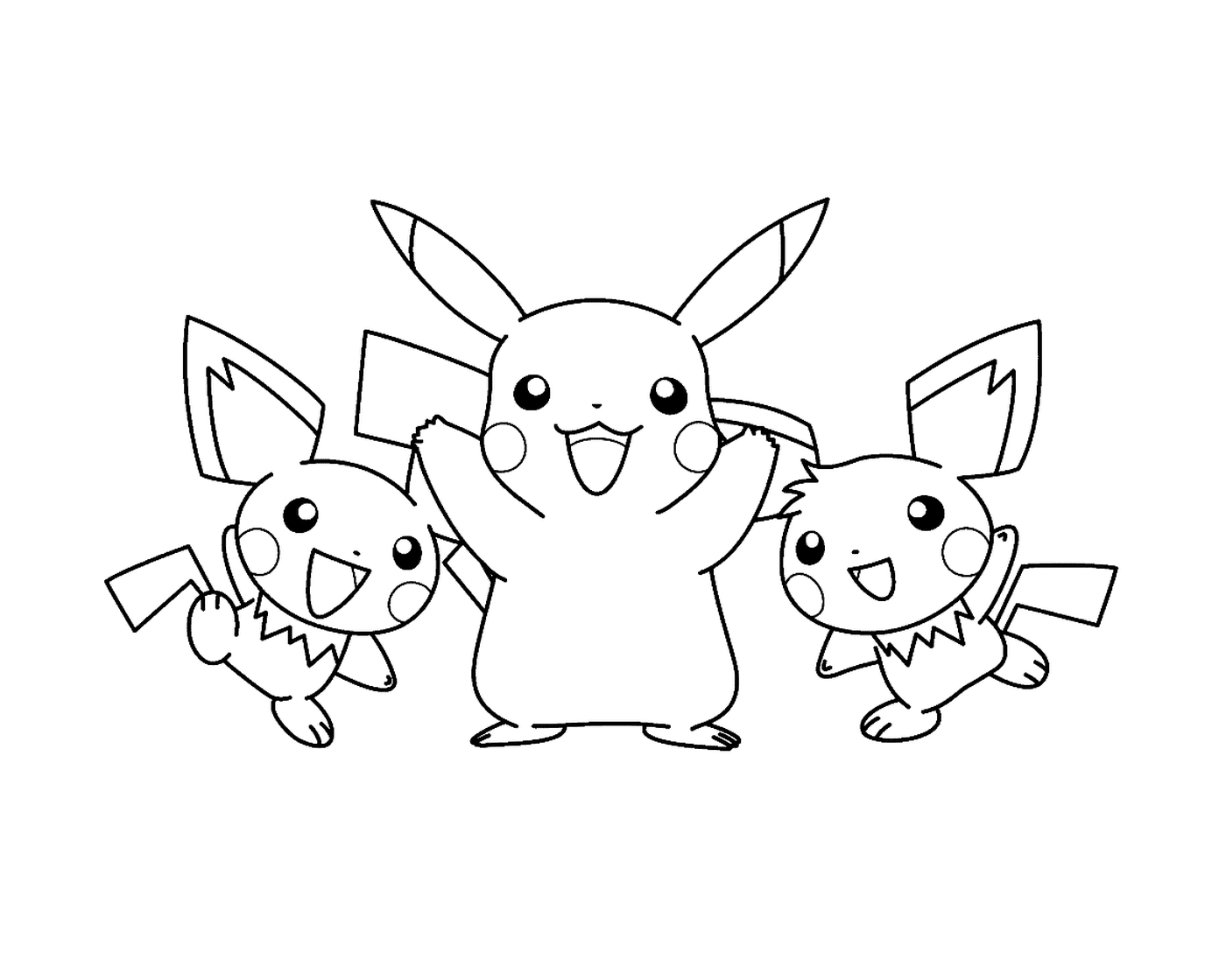  Três Pikachus para crianças 