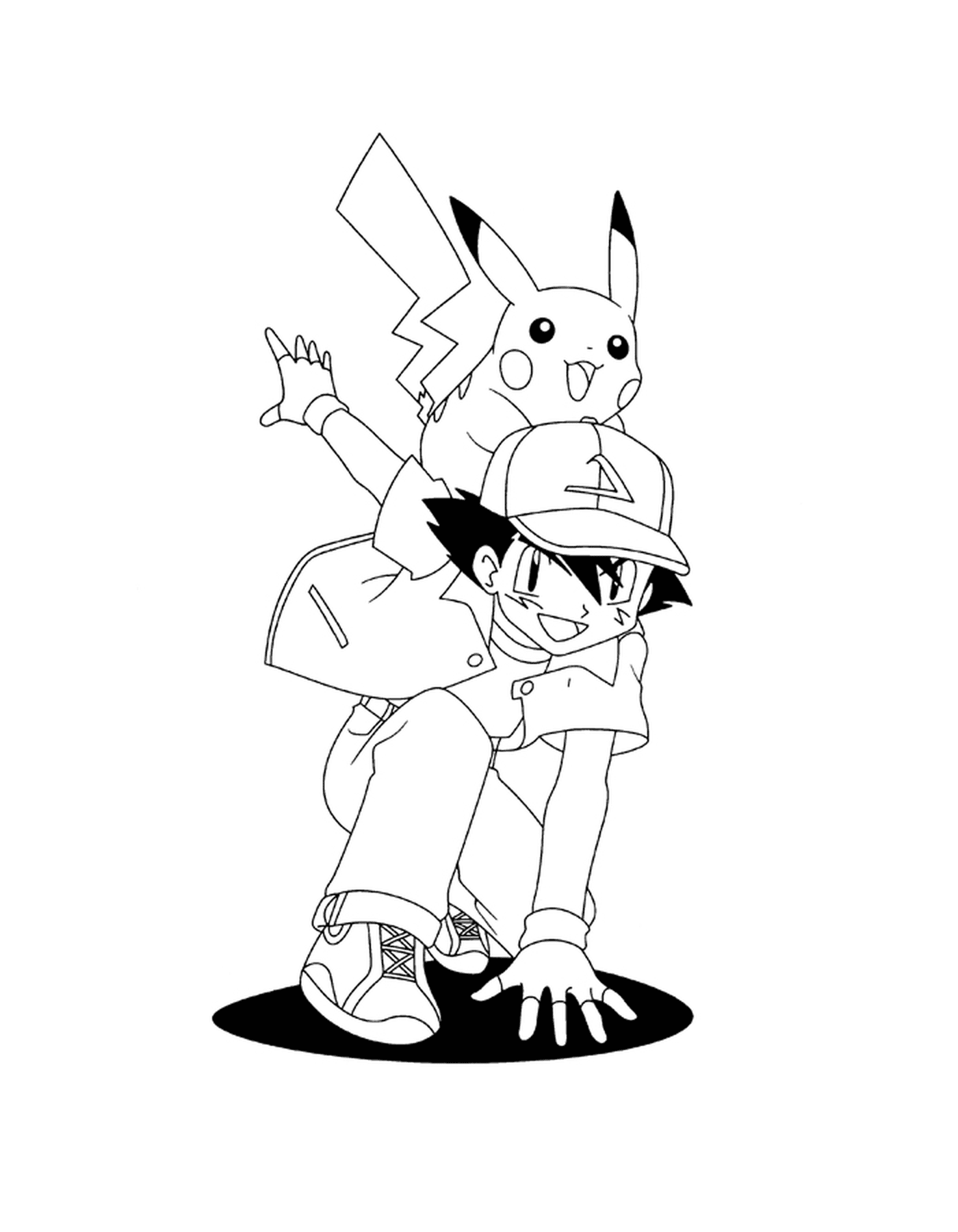  Sacha carregando Pikachu nas costas 