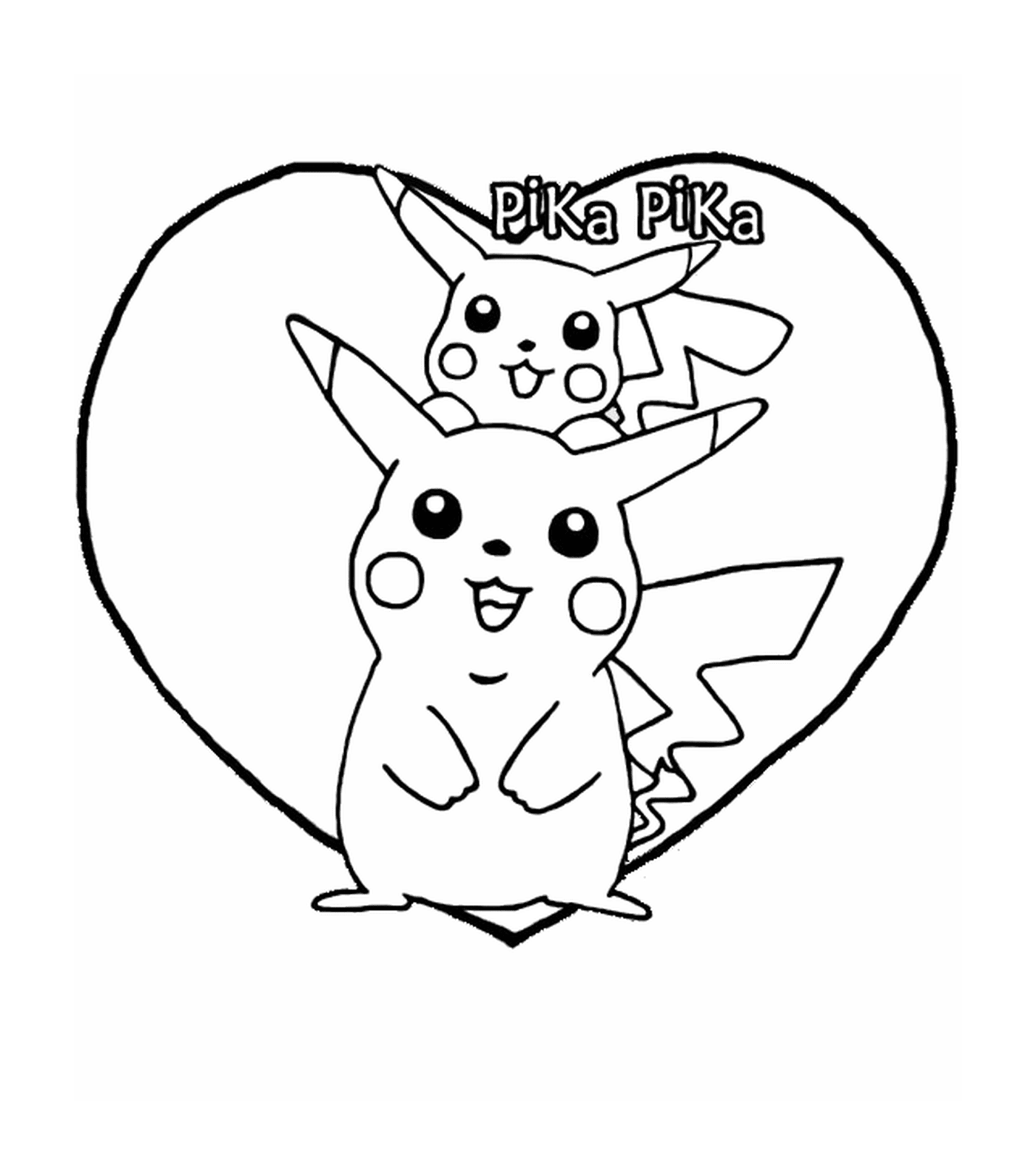  Pikachu e Pika em um coração 